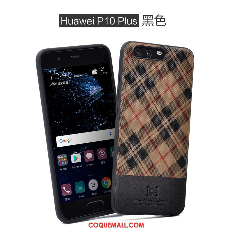Étui Huawei P10 Plus Vérifier Carreaux Noir Créatif, Coque Huawei P10 Plus Protection Tigre