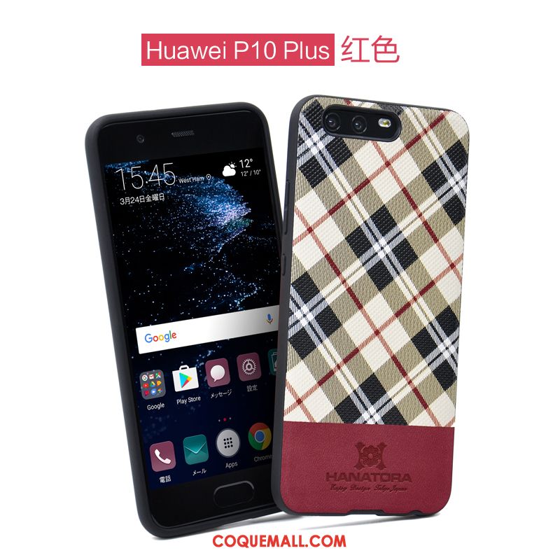 Étui Huawei P10 Plus Vérifier Carreaux Noir Créatif, Coque Huawei P10 Plus Protection Tigre