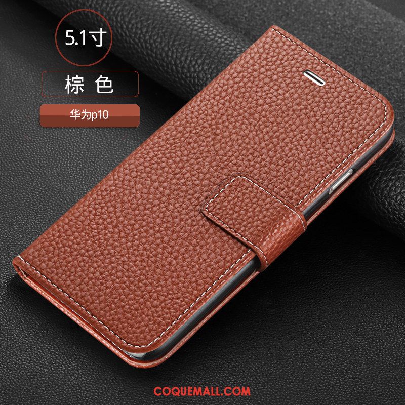 Étui Huawei P10 Protection Marron Membrane, Coque Huawei P10 Clamshell Téléphone Portable