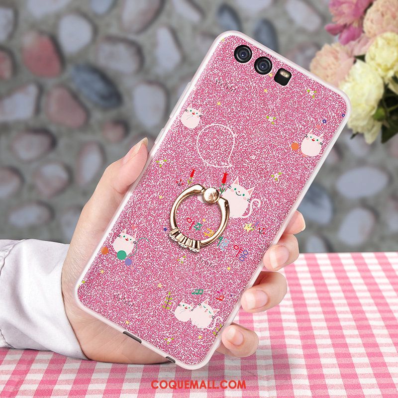 Étui Huawei P10 Support Anneau Rose, Coque Huawei P10 Protection Téléphone Portable