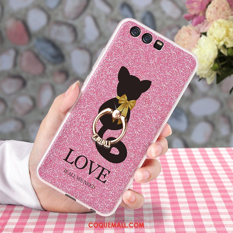 Étui Huawei P10 Support Anneau Rose, Coque Huawei P10 Protection Téléphone Portable