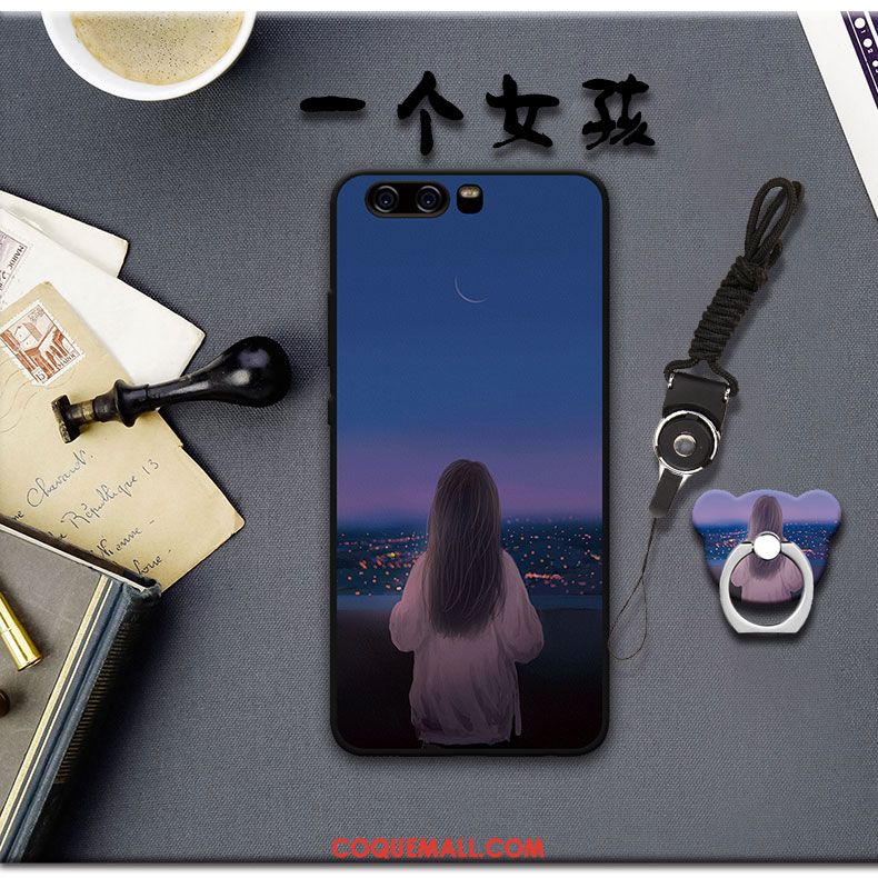 Étui Huawei P10 Téléphone Portable Délavé En Daim Fluide Doux, Coque Huawei P10 Noir Tendance