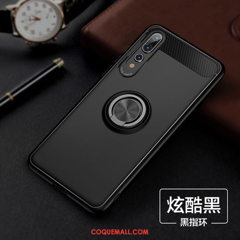 Étui Huawei P20 Anneau Incassable Cool, Coque Huawei P20 Bleu Fluide Doux