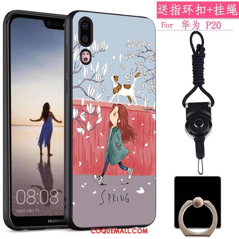 Étui Huawei P20 Dessin Animé Fluide Doux Créatif, Coque Huawei P20 Tout Compris Tendance