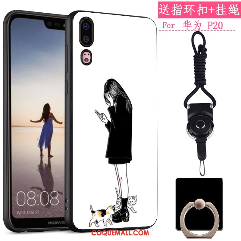 Étui Huawei P20 Dessin Animé Fluide Doux Créatif, Coque Huawei P20 Tout Compris Tendance