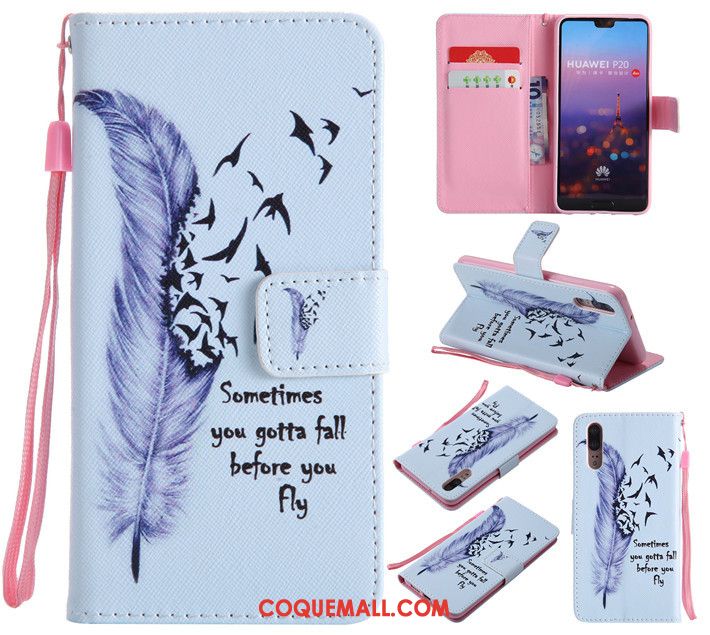 Étui Huawei P20 Fluide Doux Dessin Animé Nouveau, Coque Huawei P20 Bleu Incassable