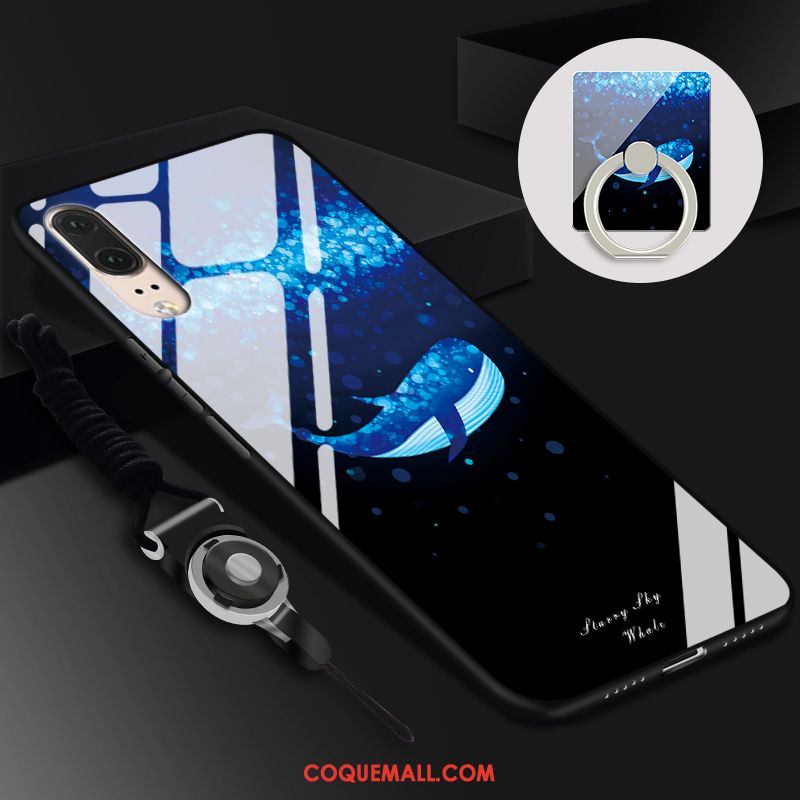 Étui Huawei P20 Fluide Doux Difficile Incassable, Coque Huawei P20 Téléphone Portable Bleu