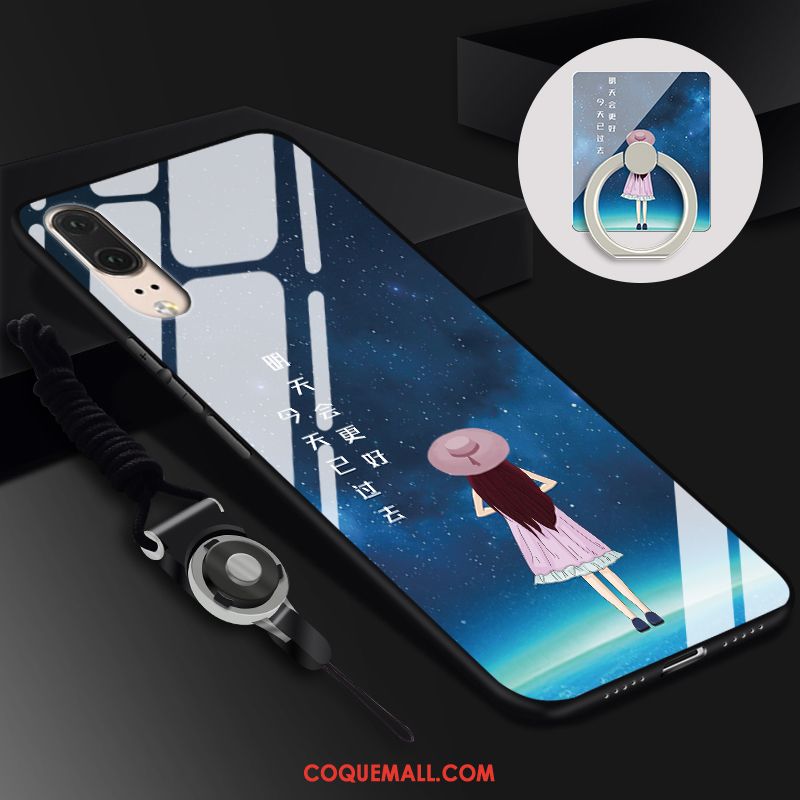 Étui Huawei P20 Fluide Doux Difficile Incassable, Coque Huawei P20 Téléphone Portable Bleu