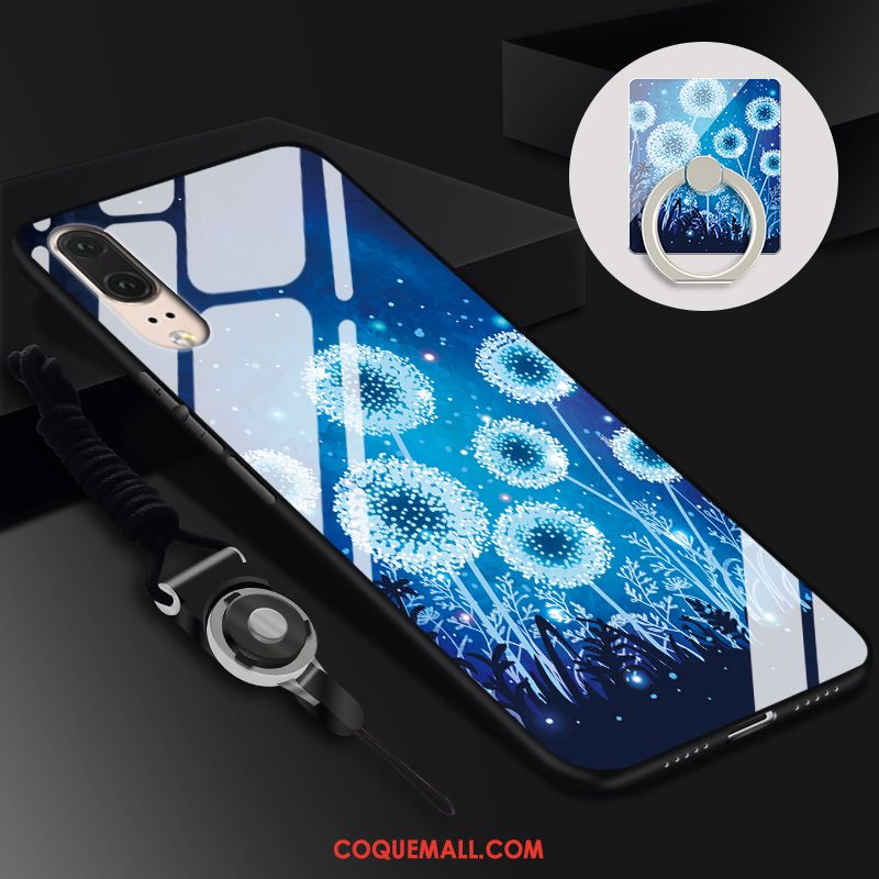 Étui Huawei P20 Fluide Doux Difficile Incassable, Coque Huawei P20 Téléphone Portable Bleu