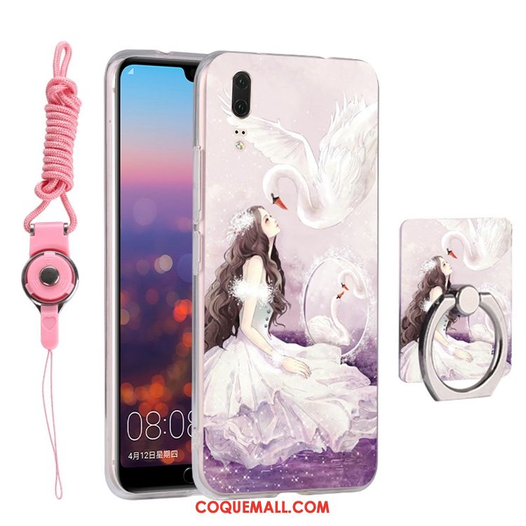 Étui Huawei P20 Gris Téléphone Portable Petit, Coque Huawei P20 Fluide Doux Verre