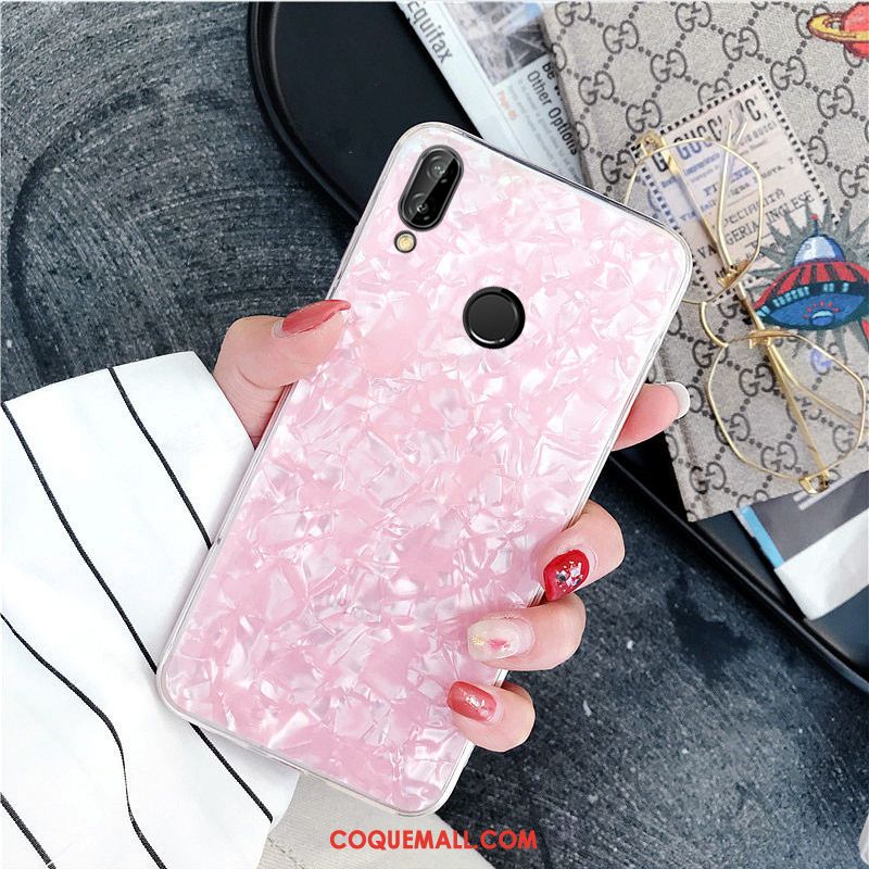 Étui Huawei P20 Lite Blanc Rose Jeunesse, Coque Huawei P20 Lite Protection Rose