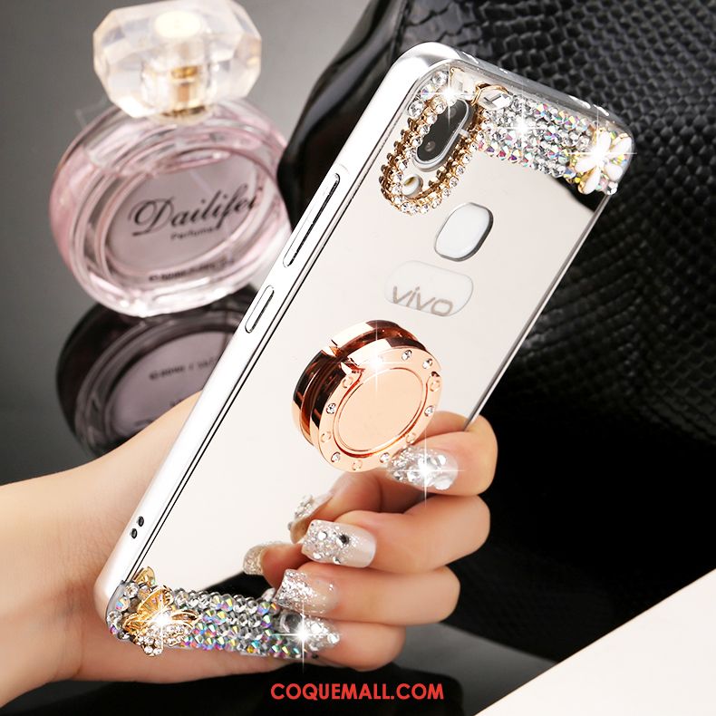 Étui Huawei P20 Lite Border Métal Strass, Coque Huawei P20 Lite Or Incruster Strass