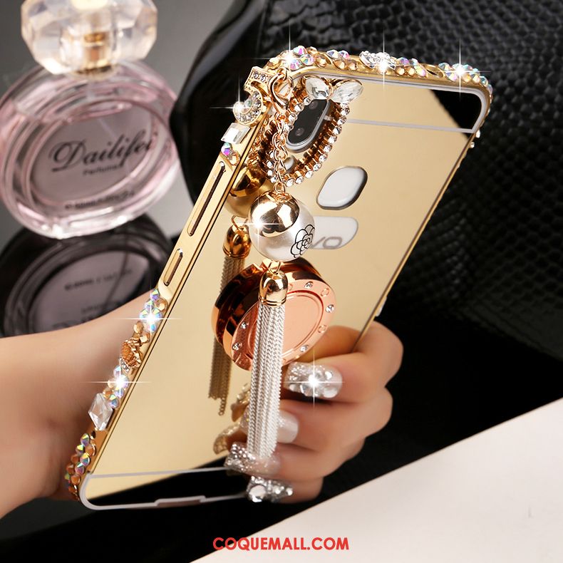 Étui Huawei P20 Lite Border Métal Strass, Coque Huawei P20 Lite Or Incruster Strass