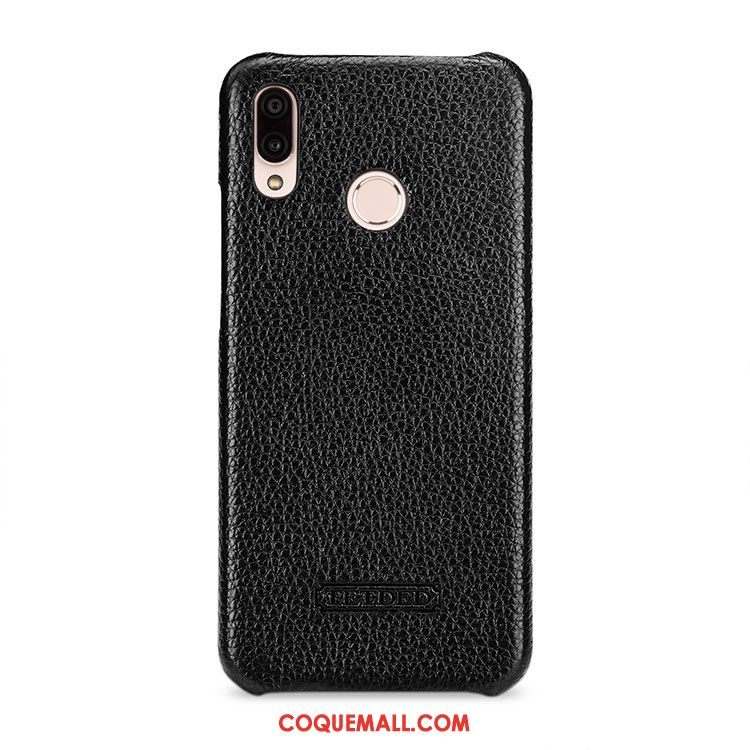 Étui Huawei P20 Lite Cuir Véritable Orange Incassable, Coque Huawei P20 Lite Litchi Cuir