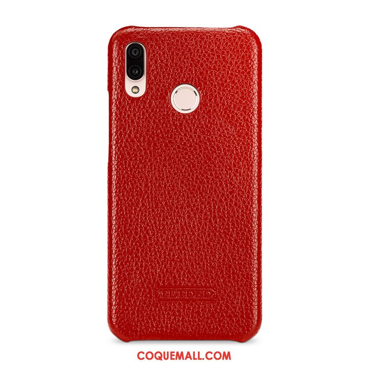 Étui Huawei P20 Lite Cuir Véritable Orange Incassable, Coque Huawei P20 Lite Litchi Cuir