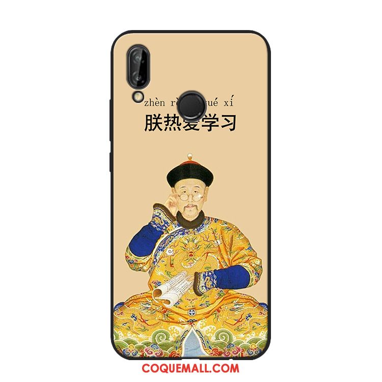 Étui Huawei P20 Lite Drôle Style Chinois Silicone, Coque Huawei P20 Lite Téléphone Portable Jaune