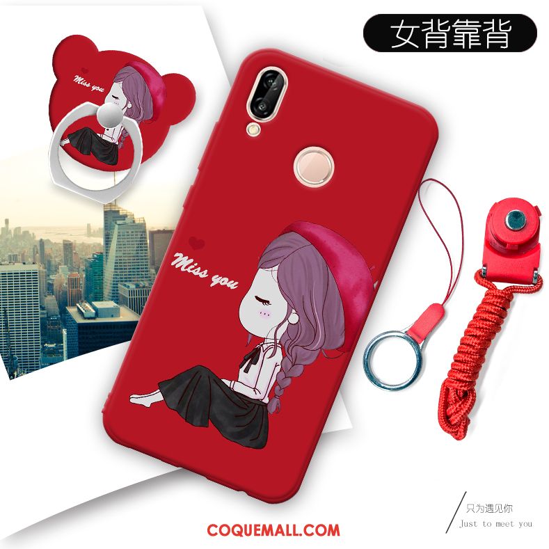 Étui Huawei P20 Lite Fluide Doux Protection Téléphone Portable, Coque Huawei P20 Lite Rouge