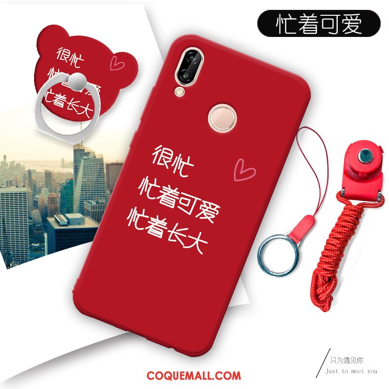 Étui Huawei P20 Lite Fluide Doux Protection Téléphone Portable, Coque Huawei P20 Lite Rouge