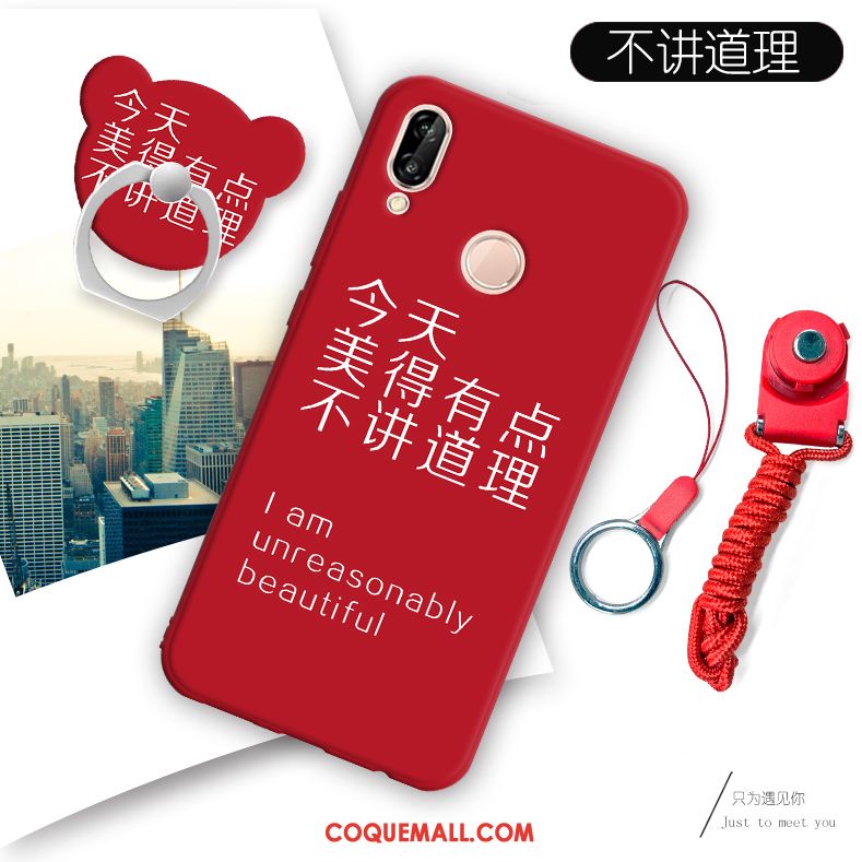 Étui Huawei P20 Lite Fluide Doux Protection Téléphone Portable, Coque Huawei P20 Lite Rouge