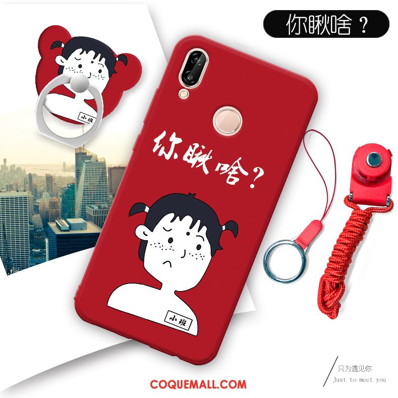 Étui Huawei P20 Lite Fluide Doux Protection Téléphone Portable, Coque Huawei P20 Lite Rouge