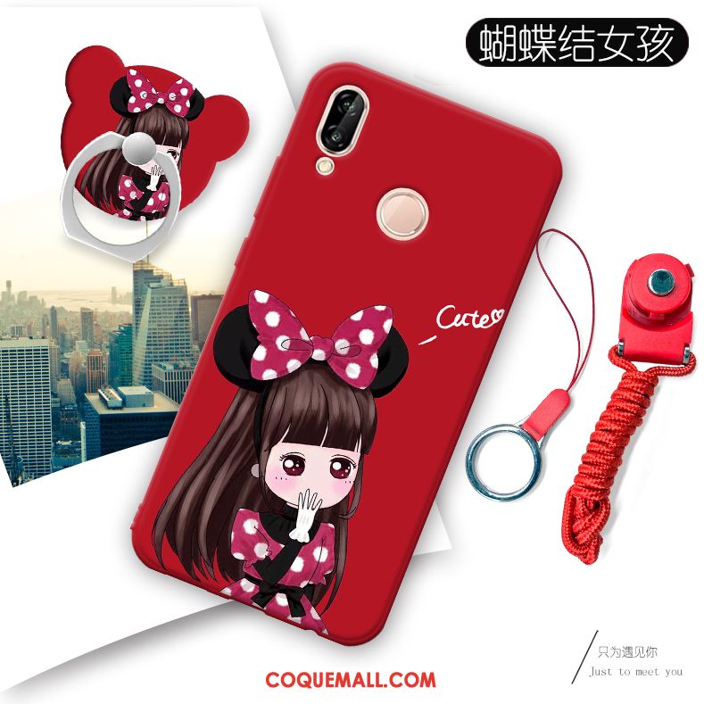 Étui Huawei P20 Lite Fluide Doux Protection Téléphone Portable, Coque Huawei P20 Lite Rouge