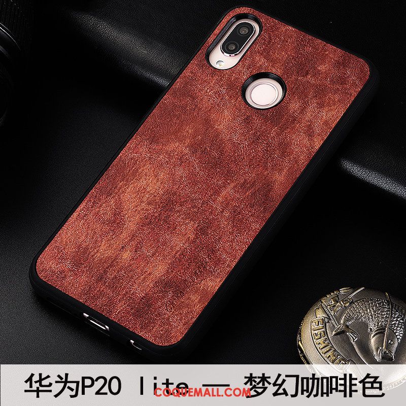 Étui Huawei P20 Lite Fluide Doux Protection Téléphone Portable, Coque Huawei P20 Lite Étui En Cuir Couvercle Arrière Braun