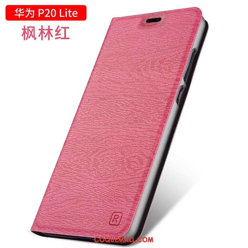 Étui Huawei P20 Lite Incassable Étui En Cuir Or, Coque Huawei P20 Lite Bois Clamshell