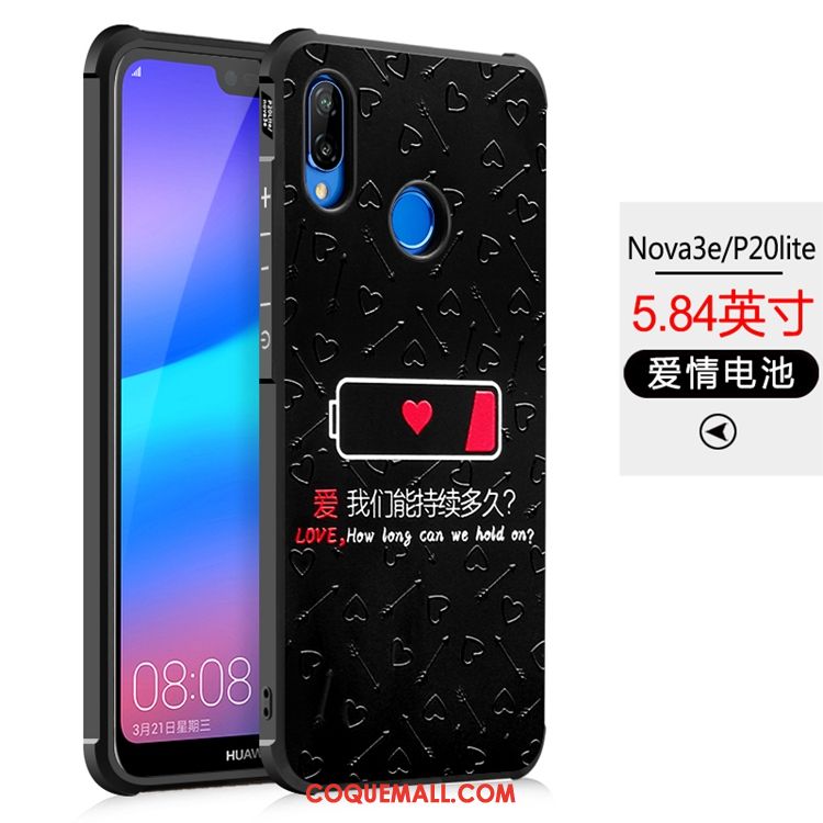 Étui Huawei P20 Lite Noir Tout Compris Protection, Coque Huawei P20 Lite Gaufrage Jeunesse