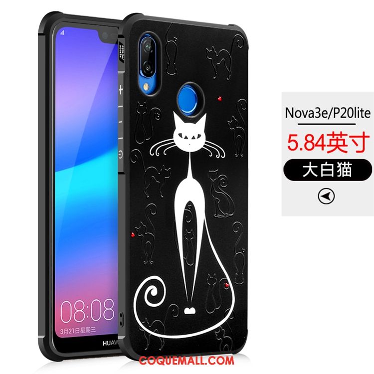 Étui Huawei P20 Lite Noir Tout Compris Protection, Coque Huawei P20 Lite Gaufrage Jeunesse