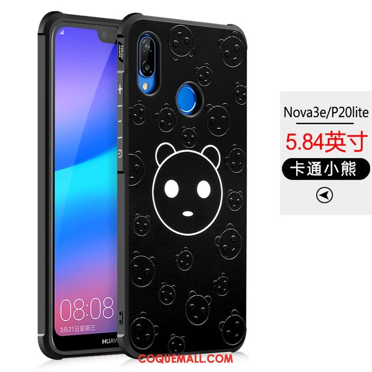 Étui Huawei P20 Lite Noir Tout Compris Protection, Coque Huawei P20 Lite Gaufrage Jeunesse