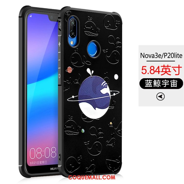 Étui Huawei P20 Lite Noir Tout Compris Protection, Coque Huawei P20 Lite Gaufrage Jeunesse