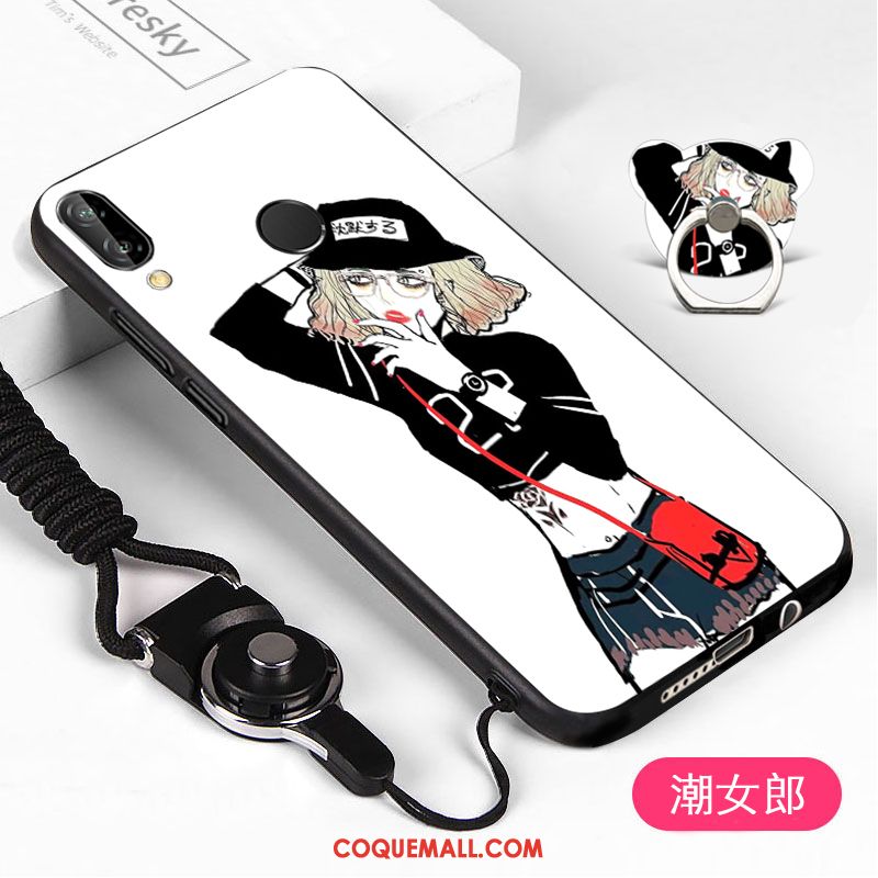 Étui Huawei P20 Lite Protection Blanc Téléphone Portable, Coque Huawei P20 Lite Dessin Animé Incassable