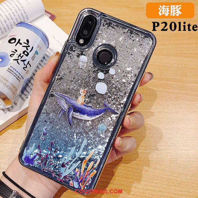 Étui Huawei P20 Lite Protection Quicksand Noir, Coque Huawei P20 Lite Tout Compris Téléphone Portable