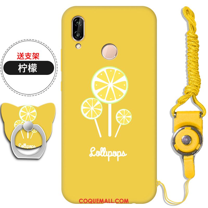 Étui Huawei P20 Lite Téléphone Portable Créatif Ornements Suspendus, Coque Huawei P20 Lite Jaune Fluide Doux