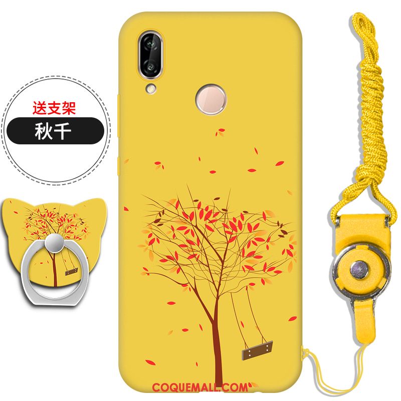 Étui Huawei P20 Lite Téléphone Portable Créatif Ornements Suspendus, Coque Huawei P20 Lite Jaune Fluide Doux