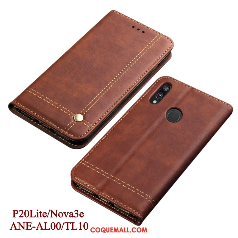 Étui Huawei P20 Lite Téléphone Portable Kaki Étui En Cuir, Coque Huawei P20 Lite Incassable Protection