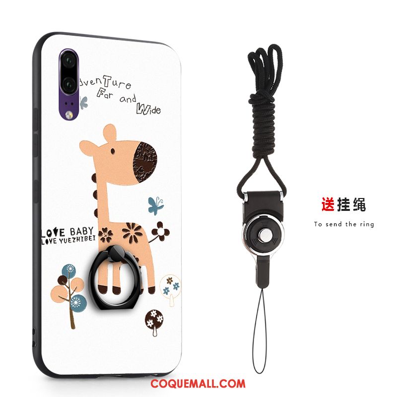 Étui Huawei P20 Peinture Anneau Boucle, Coque Huawei P20 Téléphone Portable Noir