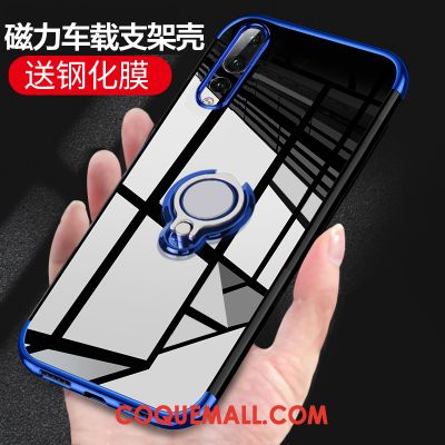 Étui Huawei P20 Pro Bleu Silicone Transparent, Coque Huawei P20 Pro Placage Rouge