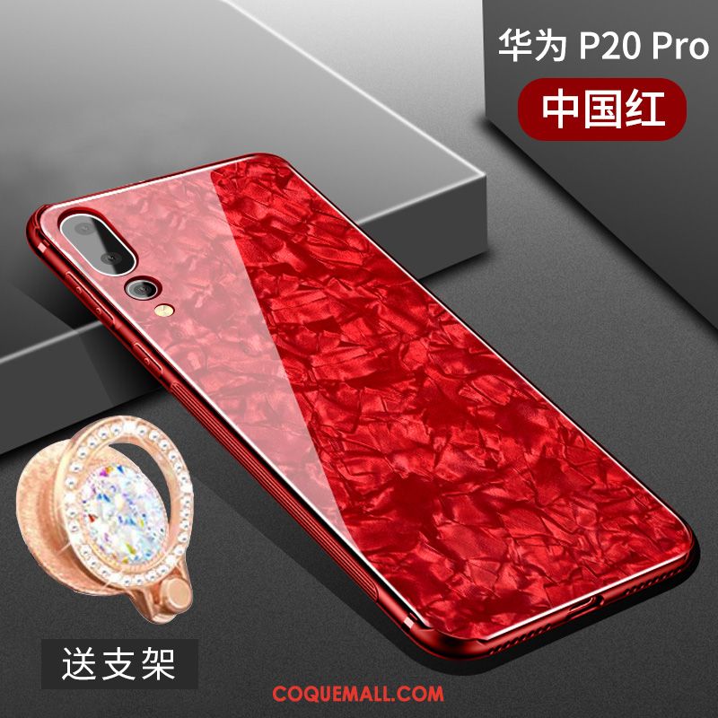 Étui Huawei P20 Pro Coquille Personnalité Tendance, Coque Huawei P20 Pro Verre Net Rouge