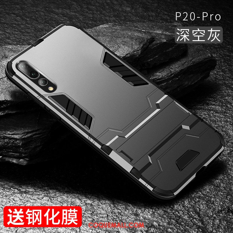 Étui Huawei P20 Pro Couvercle Arrière Support Marque De Tendance, Coque Huawei P20 Pro Téléphone Portable Argent