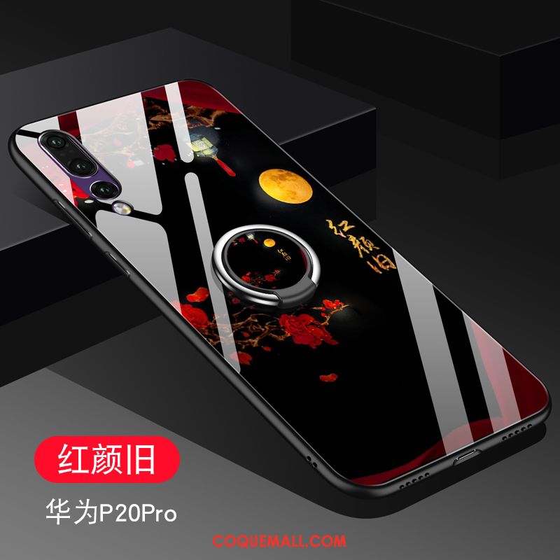 Étui Huawei P20 Pro Magnétisme Miroir Rouge, Coque Huawei P20 Pro Téléphone Portable Verre