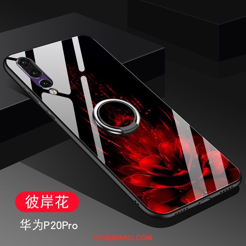 Étui Huawei P20 Pro Magnétisme Miroir Rouge, Coque Huawei P20 Pro Téléphone Portable Verre