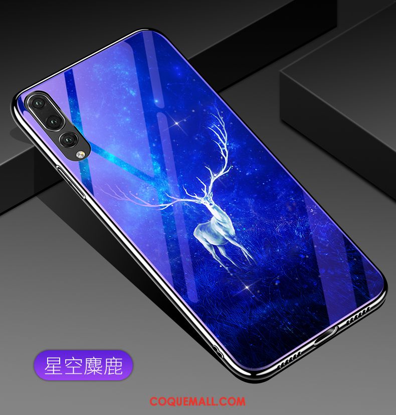 Étui Huawei P20 Pro Membrane Mode Bleu, Coque Huawei P20 Pro Bleu Verre Trempé