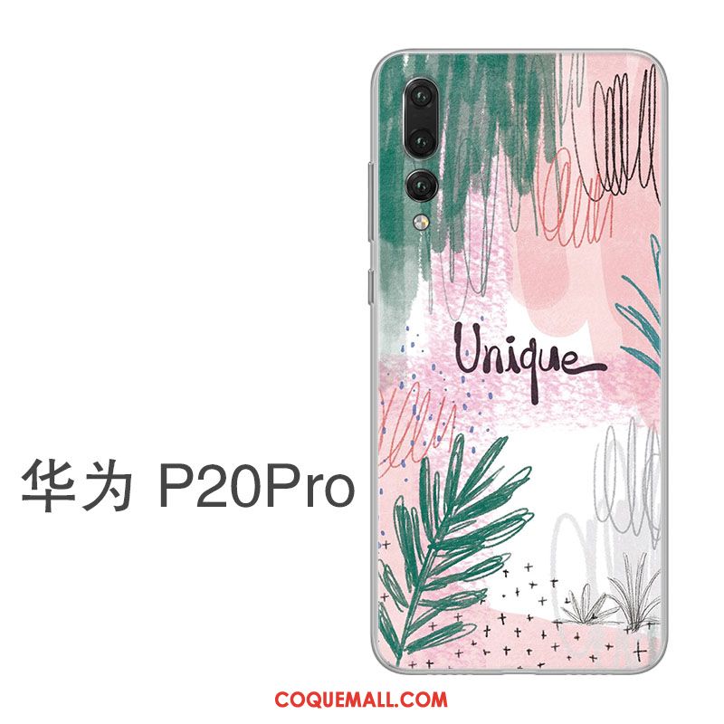 Étui Huawei P20 Pro Rose Gaufrage Tendance, Coque Huawei P20 Pro Silicone Incassable