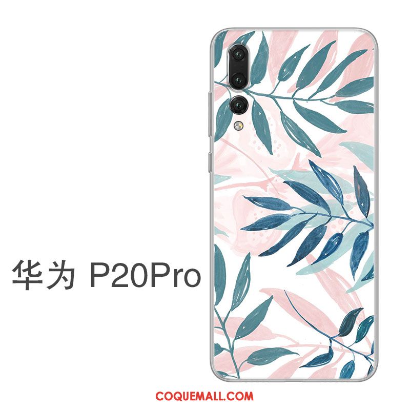 Étui Huawei P20 Pro Rose Gaufrage Tendance, Coque Huawei P20 Pro Silicone Incassable