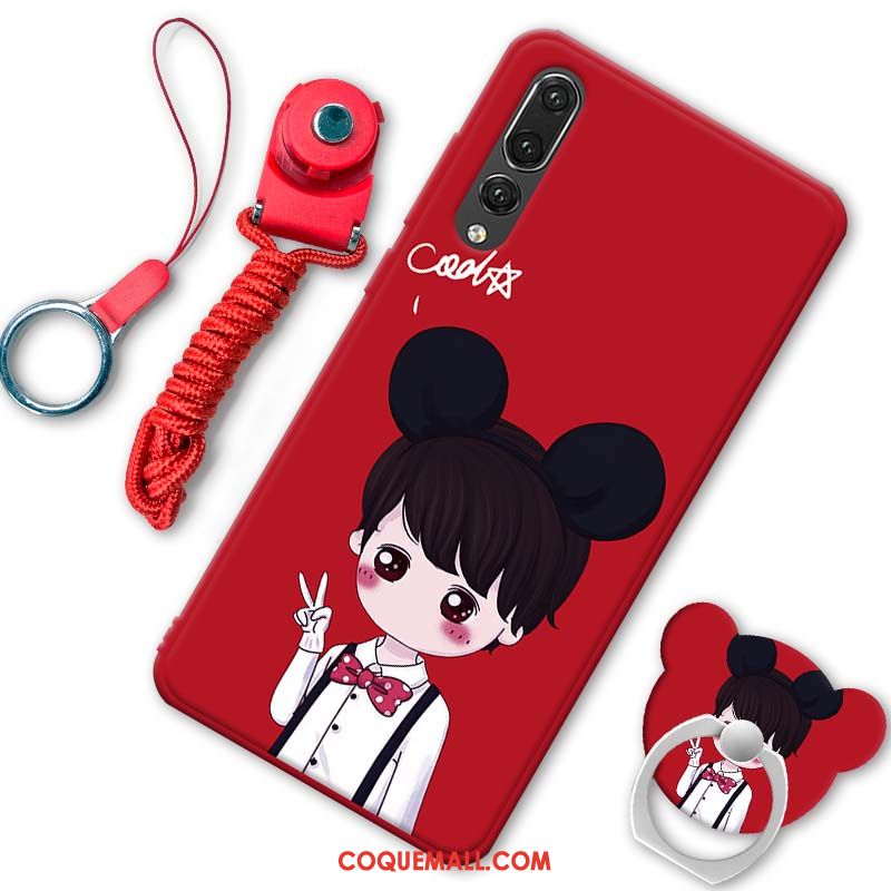 Étui Huawei P20 Pro Silicone Fluide Doux Dessin Animé, Coque Huawei P20 Pro Téléphone Portable Rouge