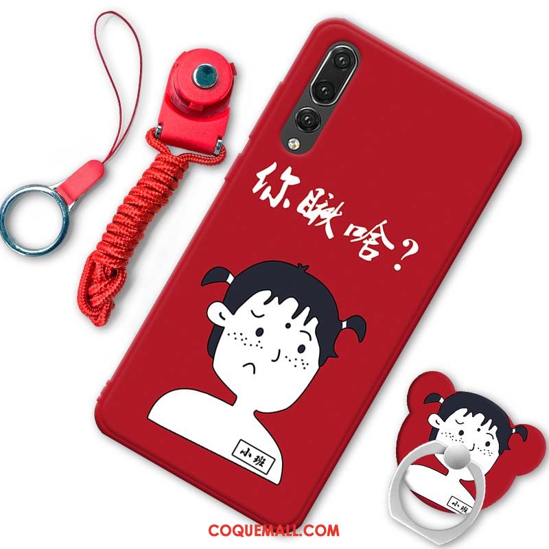 Étui Huawei P20 Pro Silicone Fluide Doux Dessin Animé, Coque Huawei P20 Pro Téléphone Portable Rouge