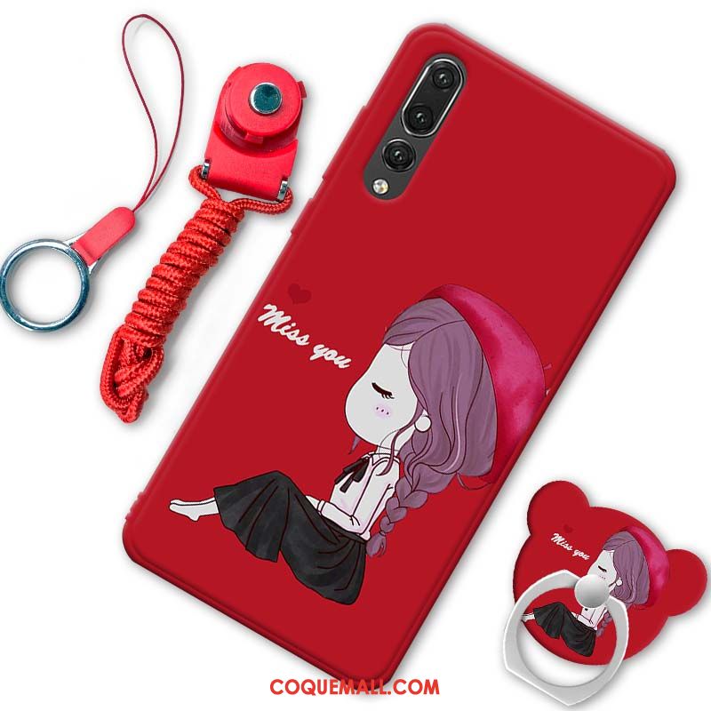 Étui Huawei P20 Pro Silicone Fluide Doux Dessin Animé, Coque Huawei P20 Pro Téléphone Portable Rouge