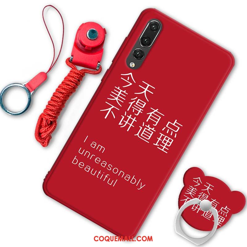 Étui Huawei P20 Pro Silicone Fluide Doux Dessin Animé, Coque Huawei P20 Pro Téléphone Portable Rouge