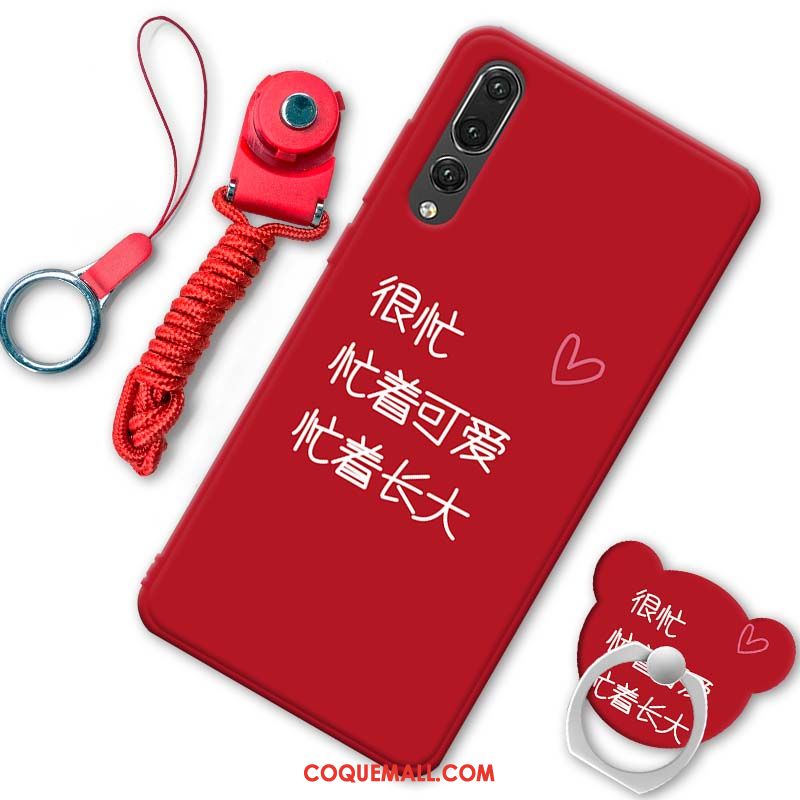 Étui Huawei P20 Pro Silicone Fluide Doux Dessin Animé, Coque Huawei P20 Pro Téléphone Portable Rouge